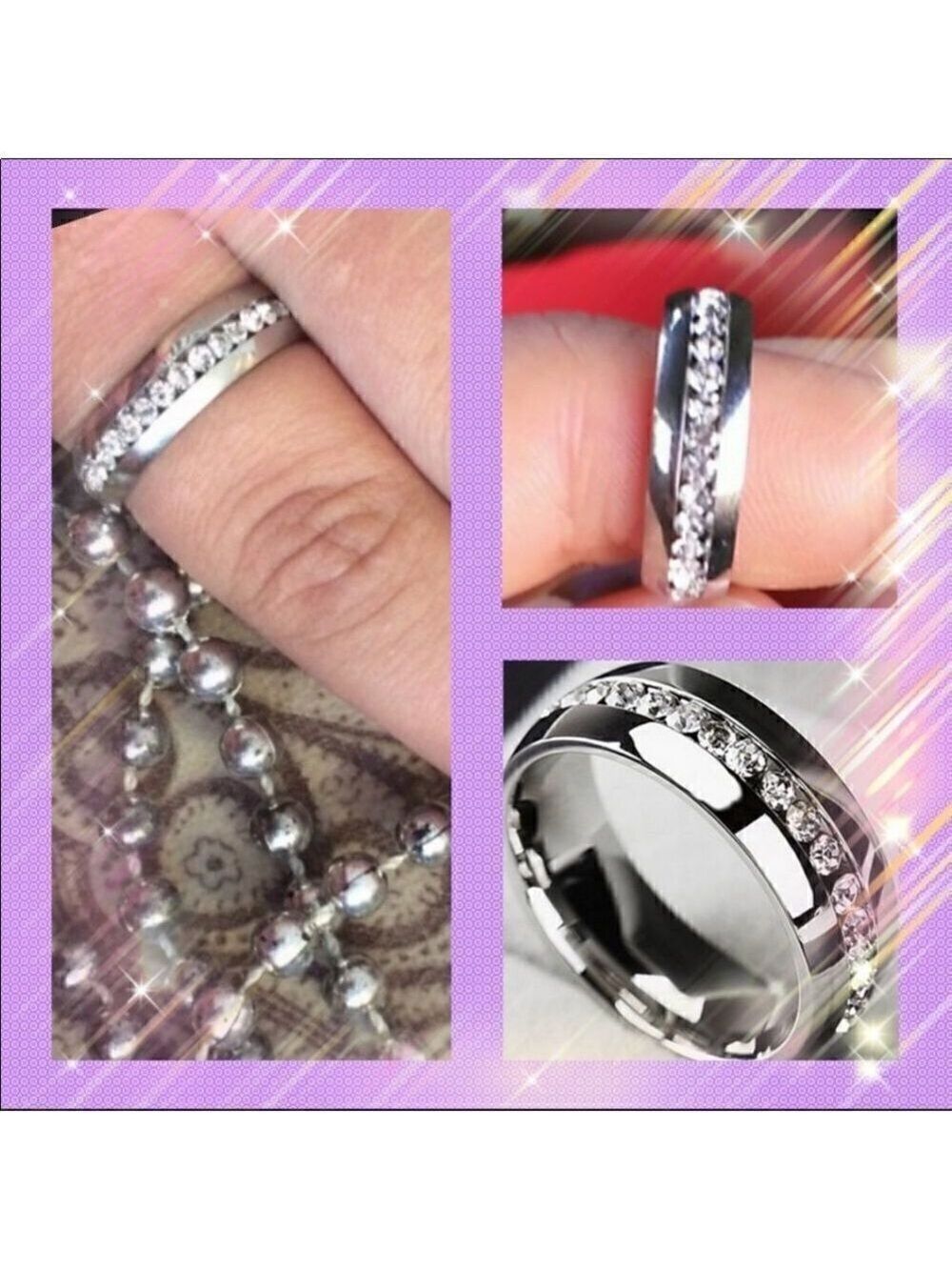 Silver Zircon Bridal Band Ring Engagement Wedding Size 7 - Picture 3 of 7